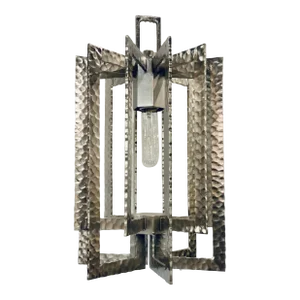 Modern Hammer Silver Finished Metal Pendant Light