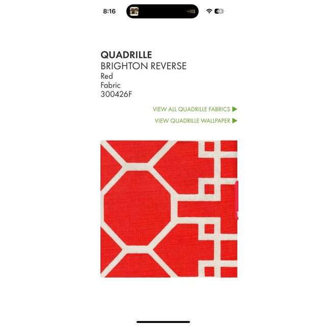 Brand: Quadrille chevron right Pattern Name: Brighton Reverse Color: Orange Pattern Number: 300423F Use: Sample Width:...