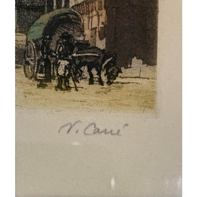 Early 20th Century Antique Watercolor Etching of a European Village Street Scene Signed by v. Carre in a Gilded Frame For Sale - Image 5 of 18