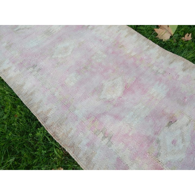 Beige Distressed Vintage Turkish Kilim Runner 2′6″ × 10′4″ For Sale - Image 8 of 13