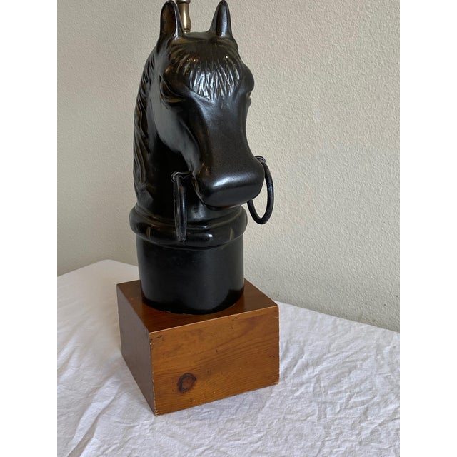 Wood Vintage Horse Head Table Lamp For Sale - Image 7 of 12