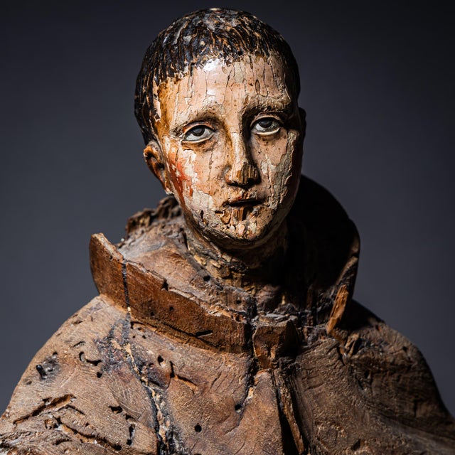 Unknown, Wooden Sculpture of Saint Francis of Assisi, 1800s, Wood For Sale - Image 5 of 7