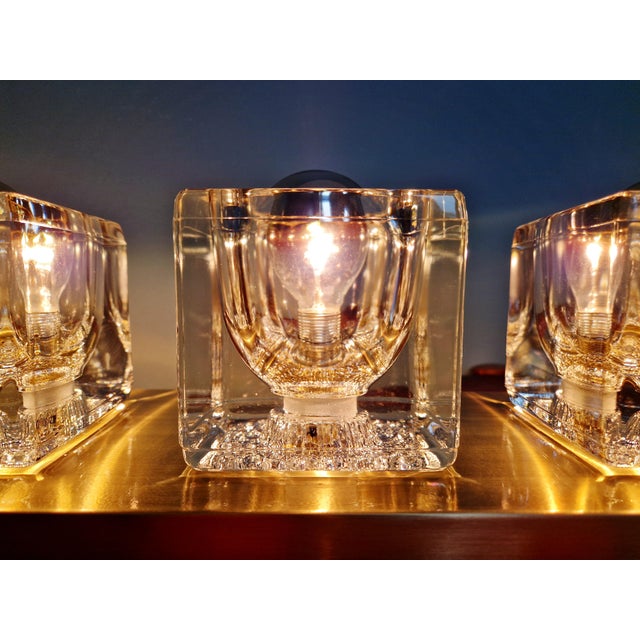 Ice Cube Triple Wall Light in Brass and Glass from Peill & Putzler, 1970s For Sale - Image 9 of 18