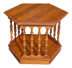 Vintage Ethan Allen American Traditional Maple Hexagon Side End Accent Table