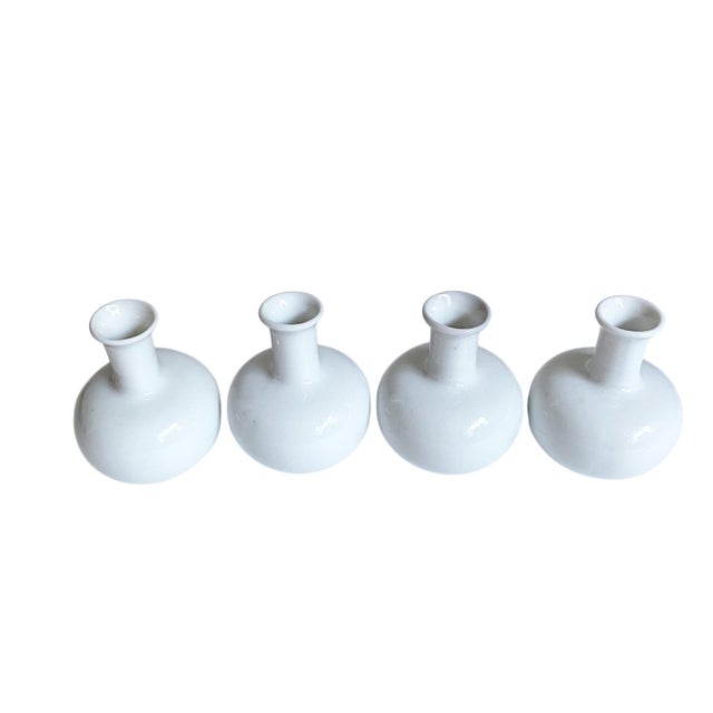 1980s Petite White Ceramic Weed Pot Bud Vases by Dansk - Set of 4 For Sale - Image 5 of 5