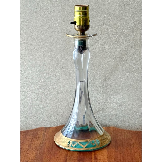 Early 20th Century Blown Glass Candlestick Lamp With Gold Gilt Base - Rewired For Sale - Image 11 of 11
