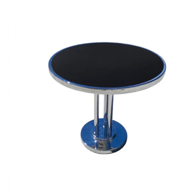 Chrome 1930s Art Deco Machine Age Chrome Accent Center Side Table Wolfgang Hoffmann for Howell Streamline Restored For Sale - Image 8 of 12