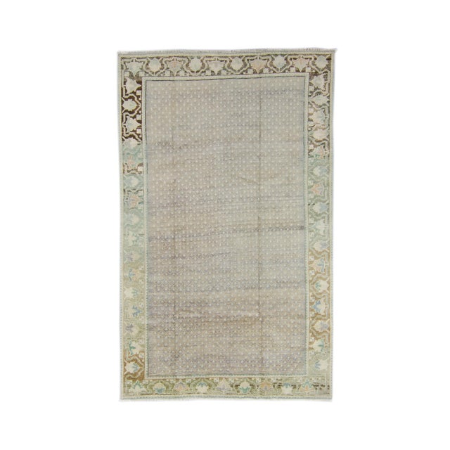 1950s Neutral Wool Pile Hand-Knotted Rug - 4’7” X 7’4” For Sale - Image 11 of 11