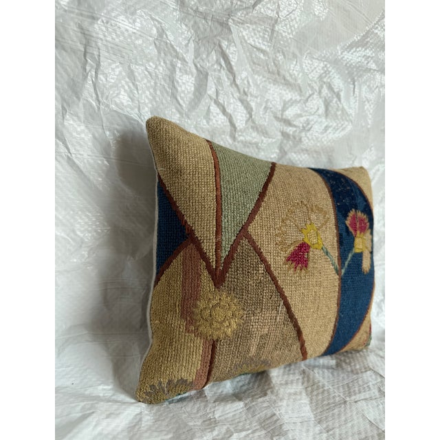 17th Century Italian Florentine Floral Wool & Silk Decorative Pillow For Sale - Image 4 of 7