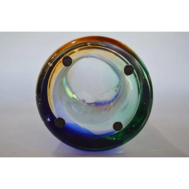 Murano Blue Amber Green Cylinder Vase by Camozzo For Sale - Image 4 of 5