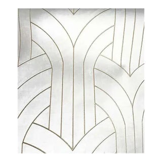 Phillip Jeffries White Velvet Cocoon Wallpaper, Lasercut Gilt Velvet Textile For Sale