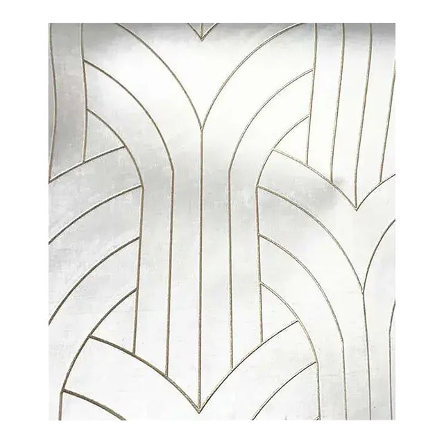 Phillip Jeffries White Velvet Cocoon Wallpaper, Lasercut Gilt Velvet Textile For Sale