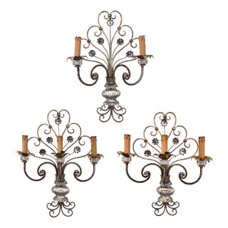 Large Mid-Century Modern Wall Lights by Banci Firenze, Italy, 1960s, Set of 3 For Sale