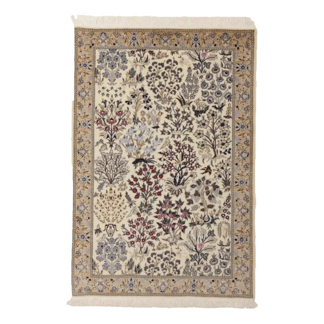 Middle Eastern Hand-Knotted Rug in Silk For Sale