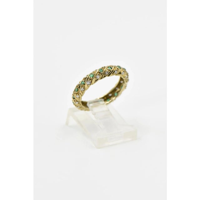 Set of Ruby Emerald Sapphire Stacking Gold Bands with Diamonds - 3 Pieces, Ring size 6 - 6.25 For Sale - Image 4 of 8