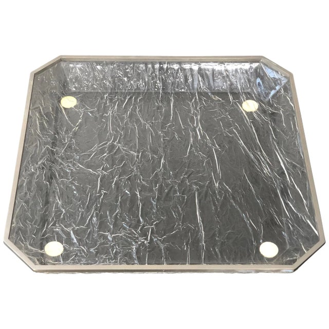 Plastic Ice Effect Acrylic Glass & Metal Tray Centerpiece, Italy, 1970s For Sale - Image 7 of 7