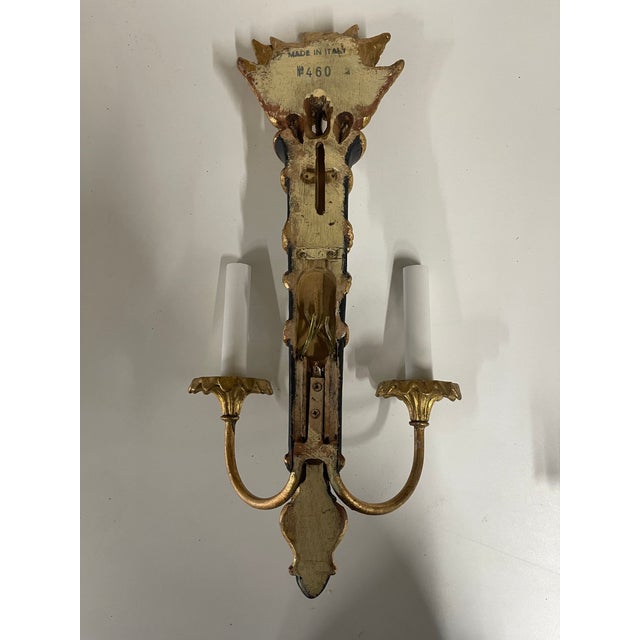 Vintage Louis XVI Style Two-Light Electric Wall Sconces--a Pair For Sale - Image 12 of 13