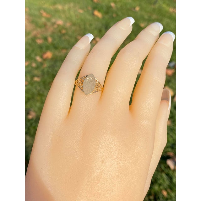 The 19th Avenue: Navette Shaped Signet Ring with Natural Diamond For Sale - Image 9 of 10