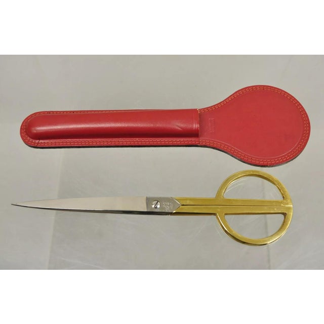 Vintage Italian Hollywood Regency Solingen Red Leather Desk Set Brass ...