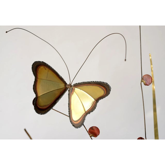 1970s Mid Century Modern Brass Butterfly on Plant Sculpture For Sale In San Francisco - Image 6 of 13