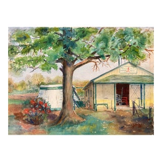 Verna Johnston Peck Landscape Watercolor For Sale
