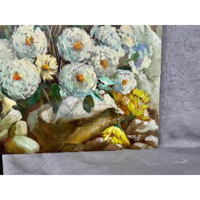 Vintage Still Life Floral Oil Painting For Sale In New York - Image 6 of 11