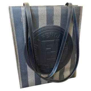 1990s Black PVC Pequin Striped Pattern Shoulder Bag by Fendi Rome For Sale
