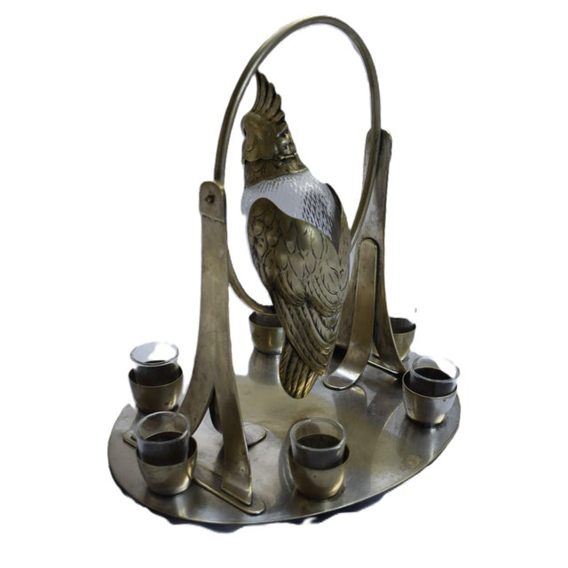 Metal Antique Kakadu Liqueur Set, Austria, 1910s, Set of 7 For Sale - Image 7 of 15