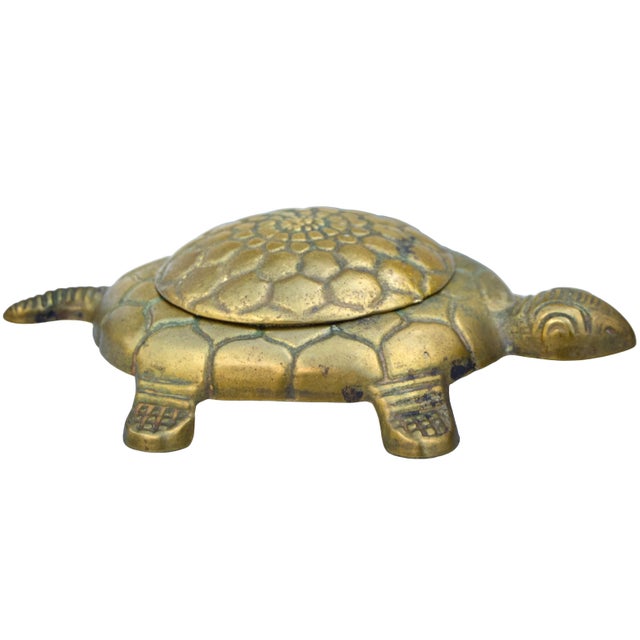 Antique highly crafted and detailed Italian turtle figurine lidded bowl, constructed of solid brass. Displaying elaborate...