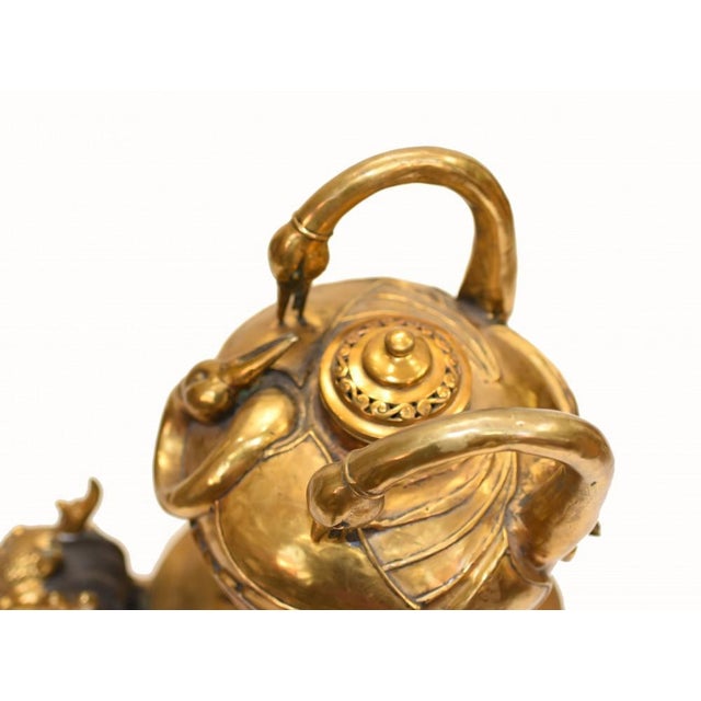 Gold Chinese Dragon Crane Incense Burner in Bronze For Sale - Image 8 of 12