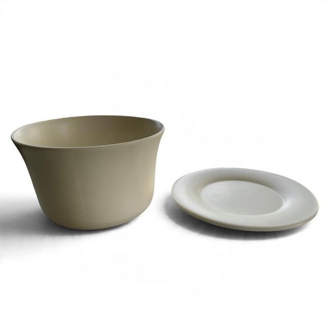 Eleant orchid pot designed by Elsa Peretti for Tiffany. Matte antique white pot with separate saucer. Marked on the...