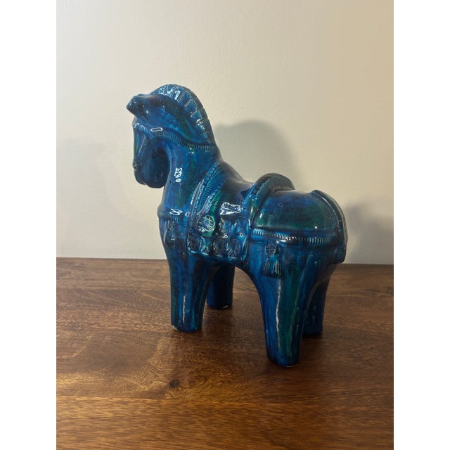 1960s Vintage Aldo Londi for Bitossi Horse, Rimini Blue Sculpture, Italy, 1960s For Sale - Image 5 of 11