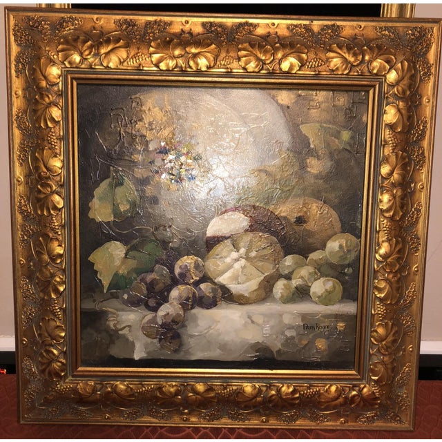 1990s 1990s Pam Rogers Original Still Life Oil Painting in Ornate Gilt Frame W/ Coa For Sale - Image 5 of 10