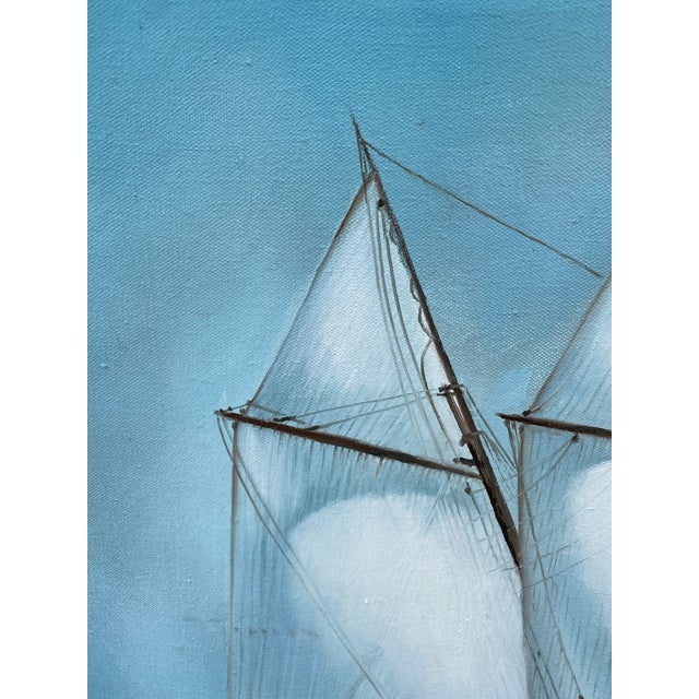 Paint 1970s Original Mid-Century Oil on Canvas Painting of the Historic Schooner Yacht America, After Carl G. Evers For Sale - Image 7 of 13