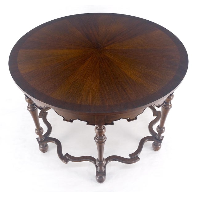 Very Fine Spanish Colonial Figural Stretcher Base Round Banded Center Table MINT