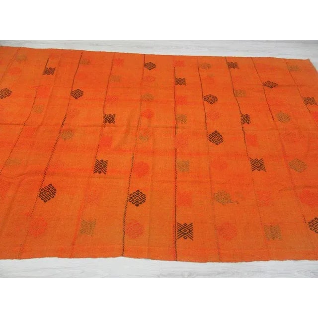 Mid-Century Modern Vintage Turkish Orange Kilim Rug - 5'10" x 10' For Sale - Image 3 of 6