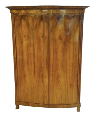 Biedermeier Cabinet with Bombed Doors in Walnut