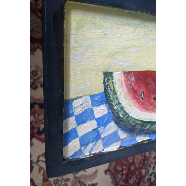 Original Folk Art Watermelon Painting Framed For Sale - Image 10 of 10