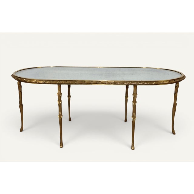 Gold Coffee Table in Gilt Bronze and Aged Mirror from Baguès, 1950s For Sale - Image 8 of 18