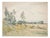 René Leverd, Fields at Rest, Watercolor For Sale