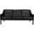 3 Seater 2209 Sofa in Black Leather by Børge Mogensen, 1990s For Sale