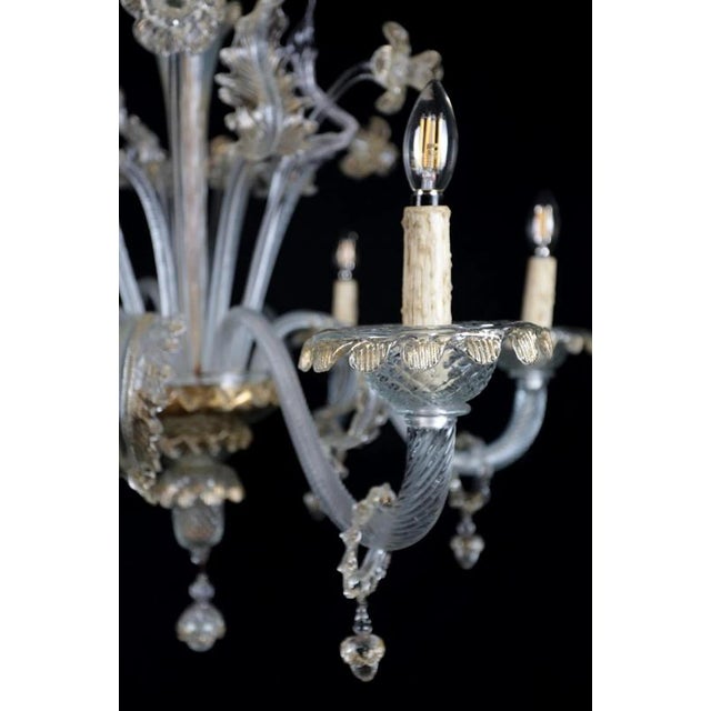 Venetian Murano Glass 6-Arm Chandelier For Sale - Image 4 of 9