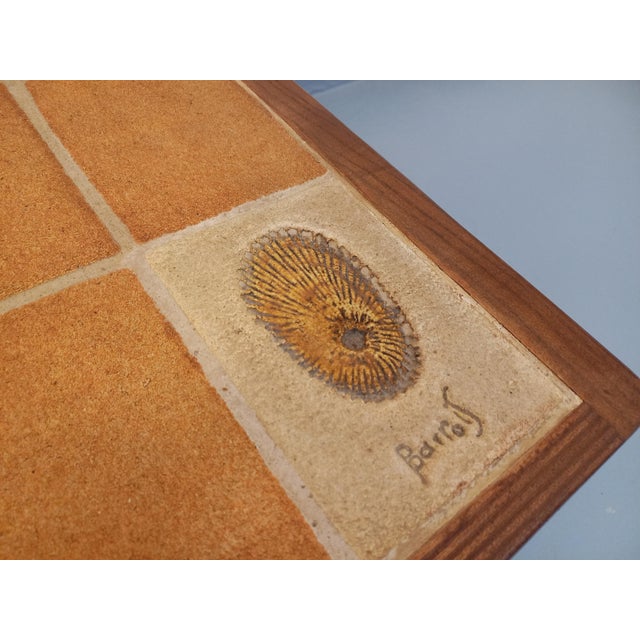 Comma-Shaped Coffee Table with Shell Motifs in Wood and Vallauris Ceramic from Barrois, 1960s-1970s For Sale - Image 10 of 18