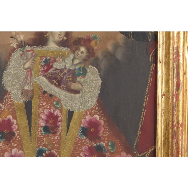 Peruvian School of Cuzco, Virgin of Pomata With the Christ Child, Oil on Canvas, 19th Century For Sale In San Antonio - Image 6 of 18