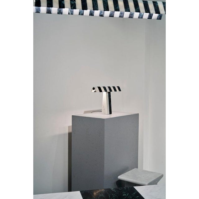 Alcm Horizontal Pendant Lamp in Verde Alpi & Carrara Marbles by Bufalini Design For Sale - Image 11 of 13