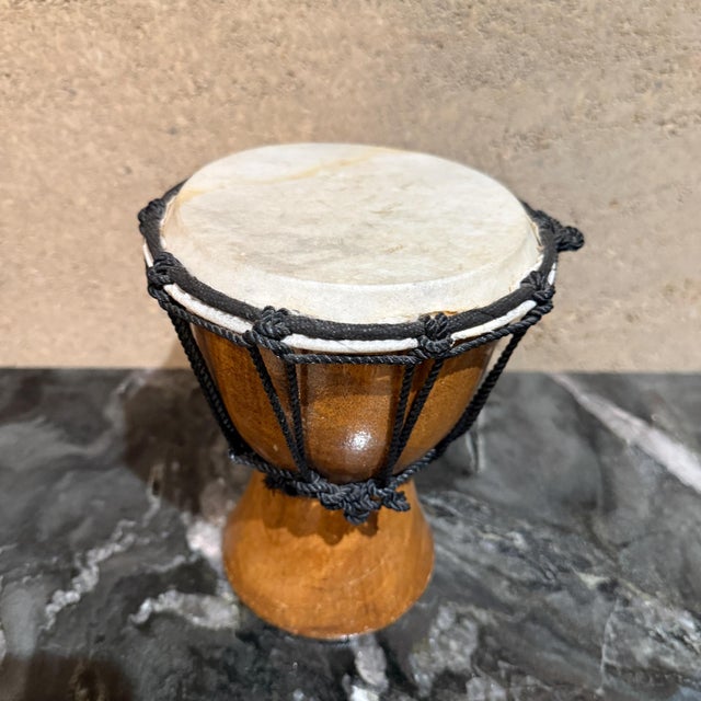 Brown Djembe Drum Rope Tuned Goatskin Goblet Drum West Africa Music Instrument For Sale - Image 8 of 10