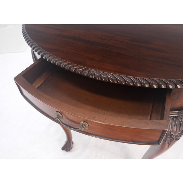 Brown Demi Lune Carved Mahogany Rope Edge Ball & Claw Feet One Drawer Console Table For Sale - Image 8 of 11