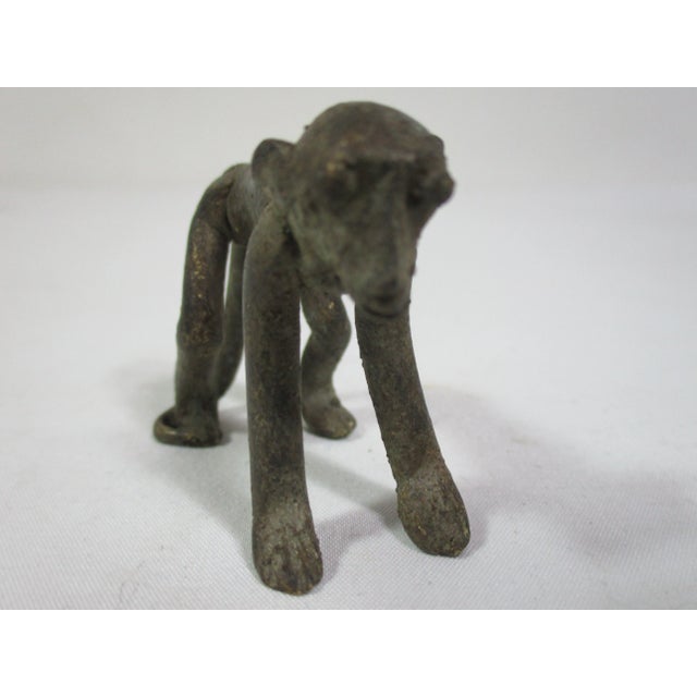 1990s Vintage African Bronze Monkey Figurines- a Pair For Sale - Image 5 of 12