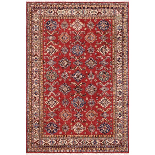 Tribal Super Kazak Red/Beige Wool Rug - 8'2'' X 10'3'' For Sale - Image 10 of 10