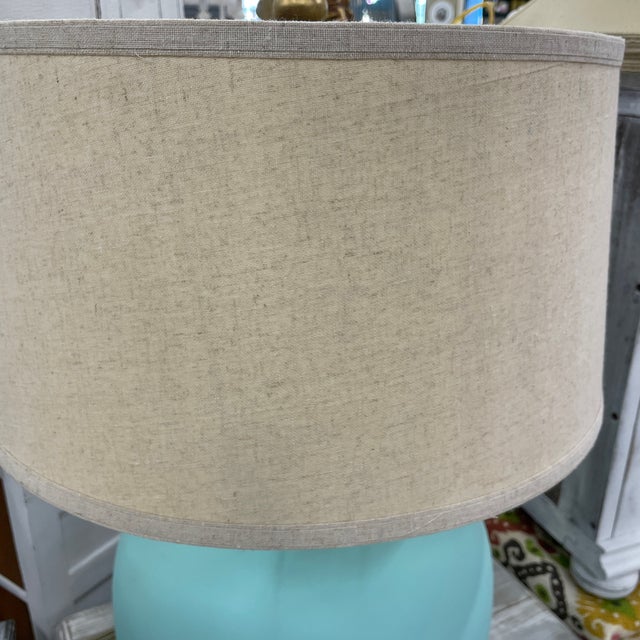 Vintage Aqua Glass Globe Table Lamp For Sale - Image 6 of 11